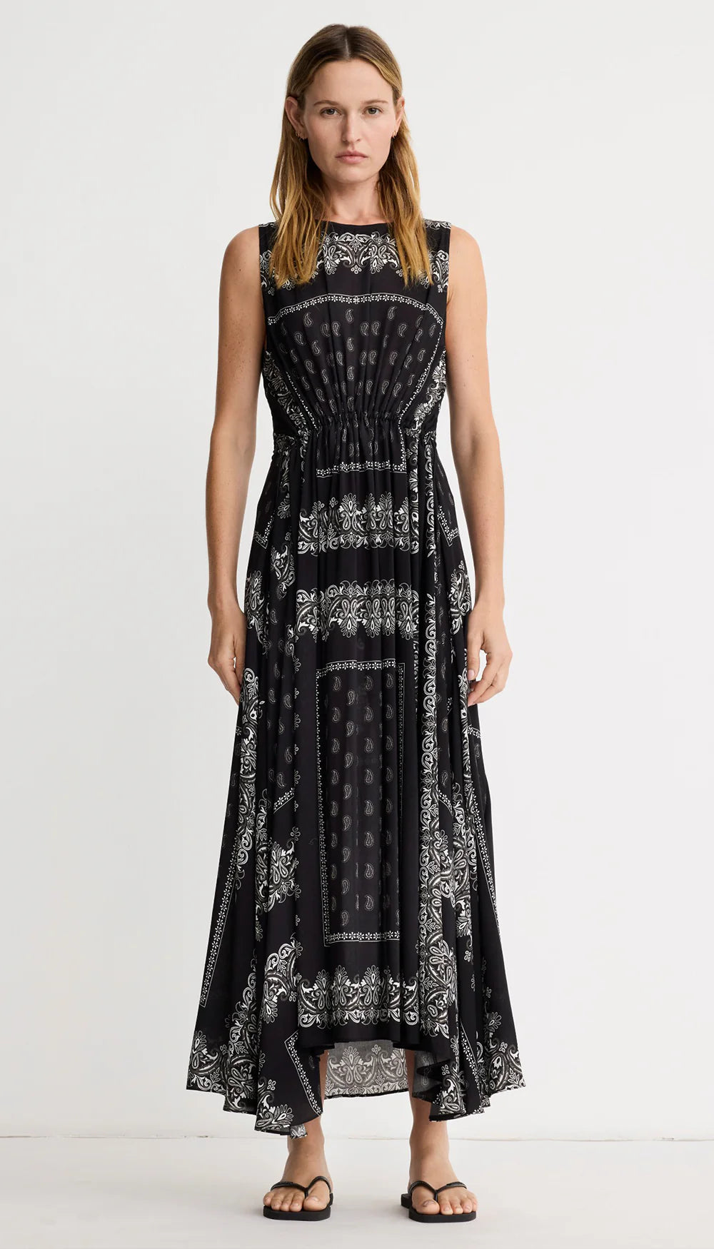 Smythe Drawstring Maxi Dress Black White