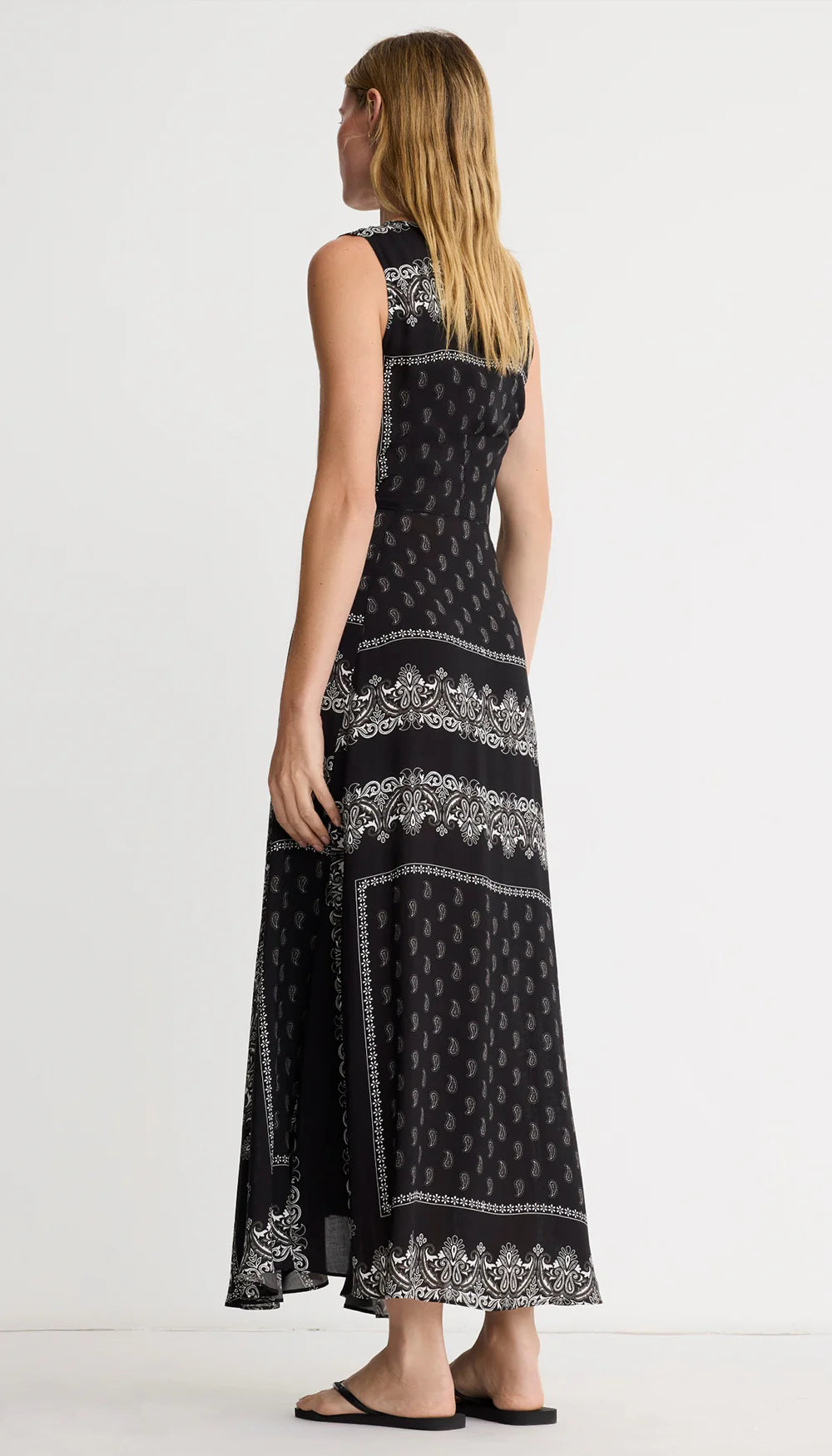 Smythe Drawstring Maxi Dress Black White