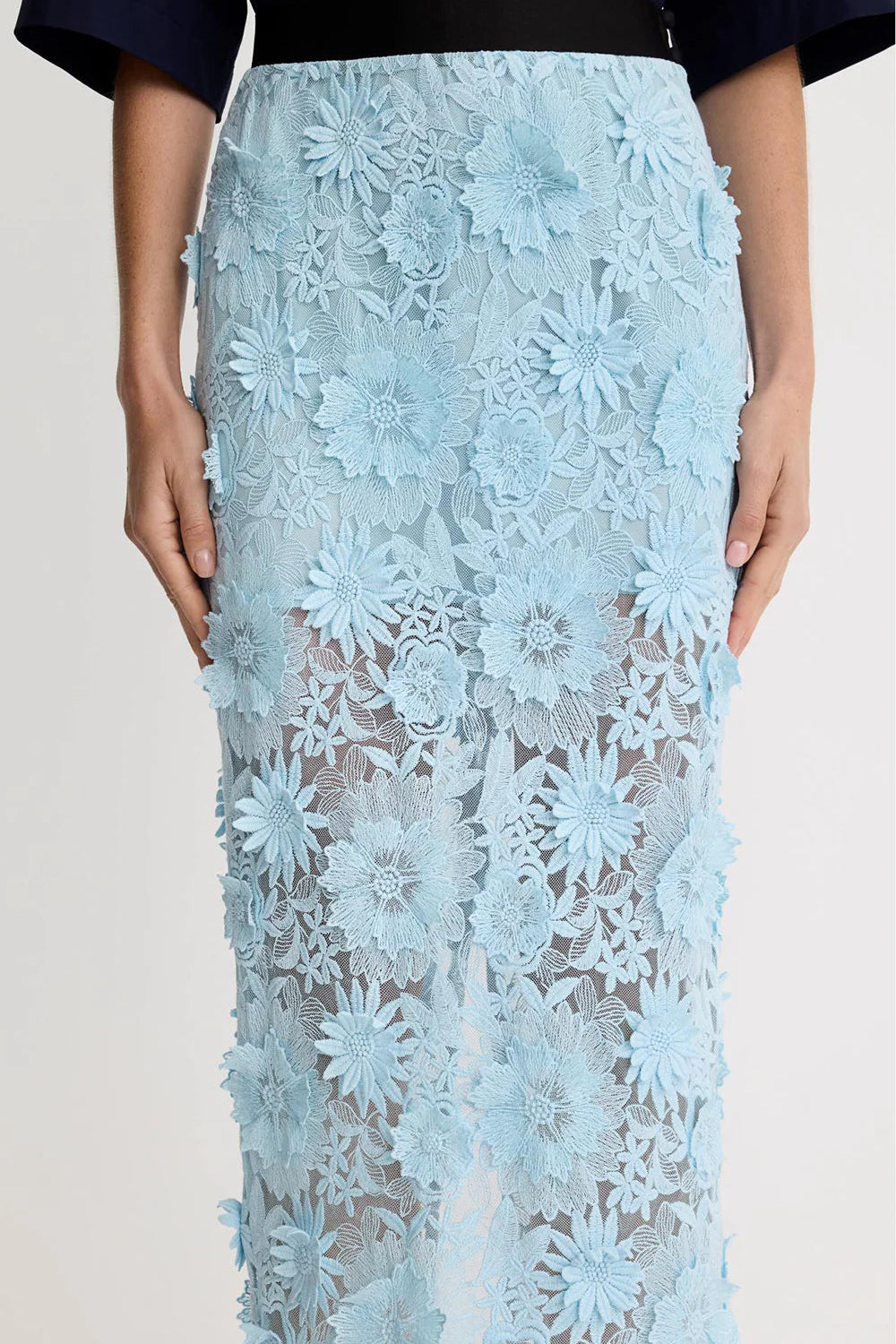 Smythe Applique Pencil Skirt Blue