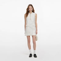 Self-Portrait Check Boucle Lace Trim Mini Dress