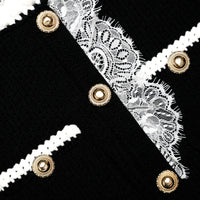 Self-Portrait Black Lace Trim Knit Midi Dress