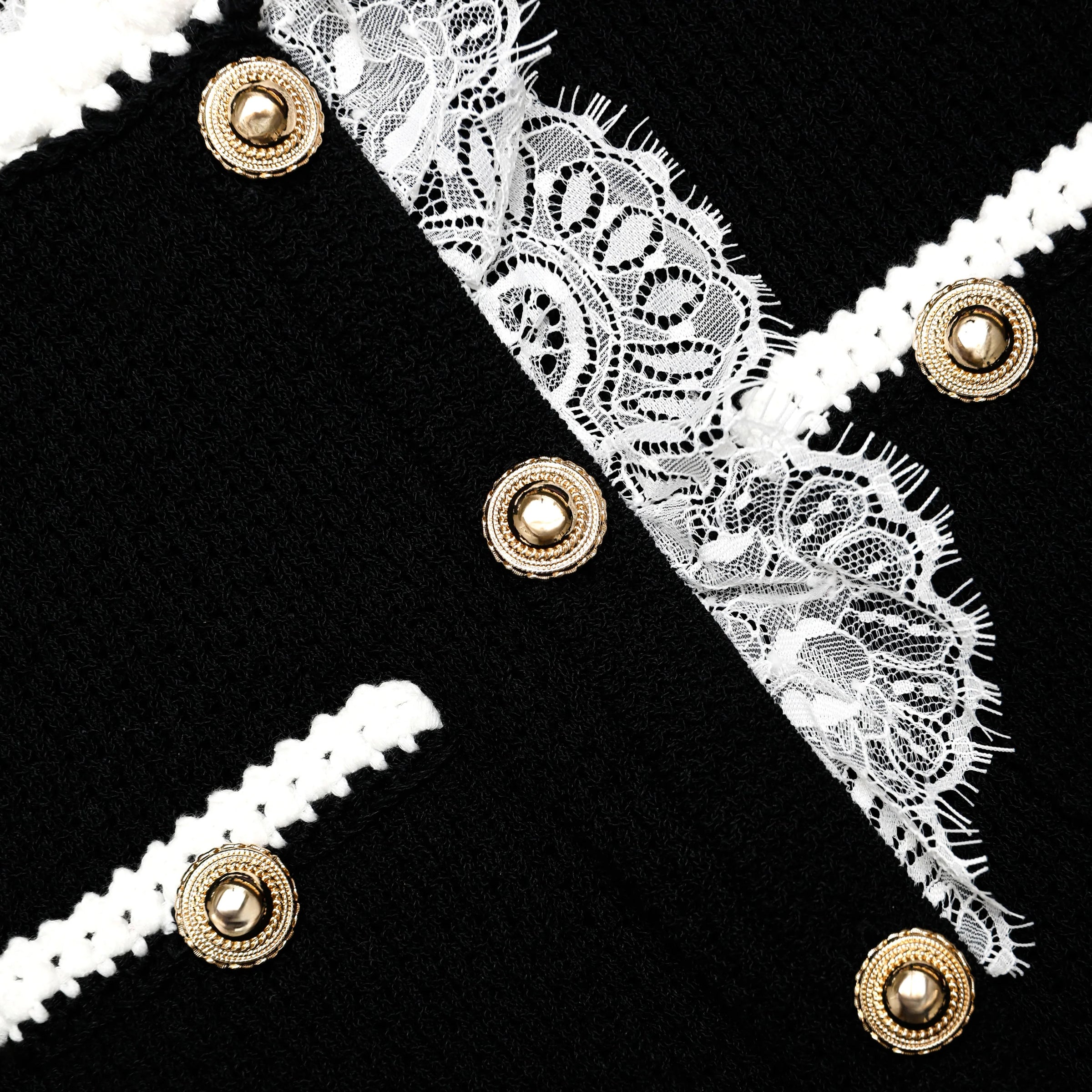 Self-Portrait Black Lace Trim Knit Midi Dress