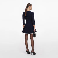 Self-Portrait Navy Bow Knit Mini Dress