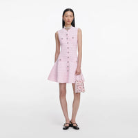 Self-Portrait Pink Pointelle Diamante Knit Mini Dress