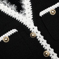 Self-Portrait Black Lace Trim Knit Mini Dress