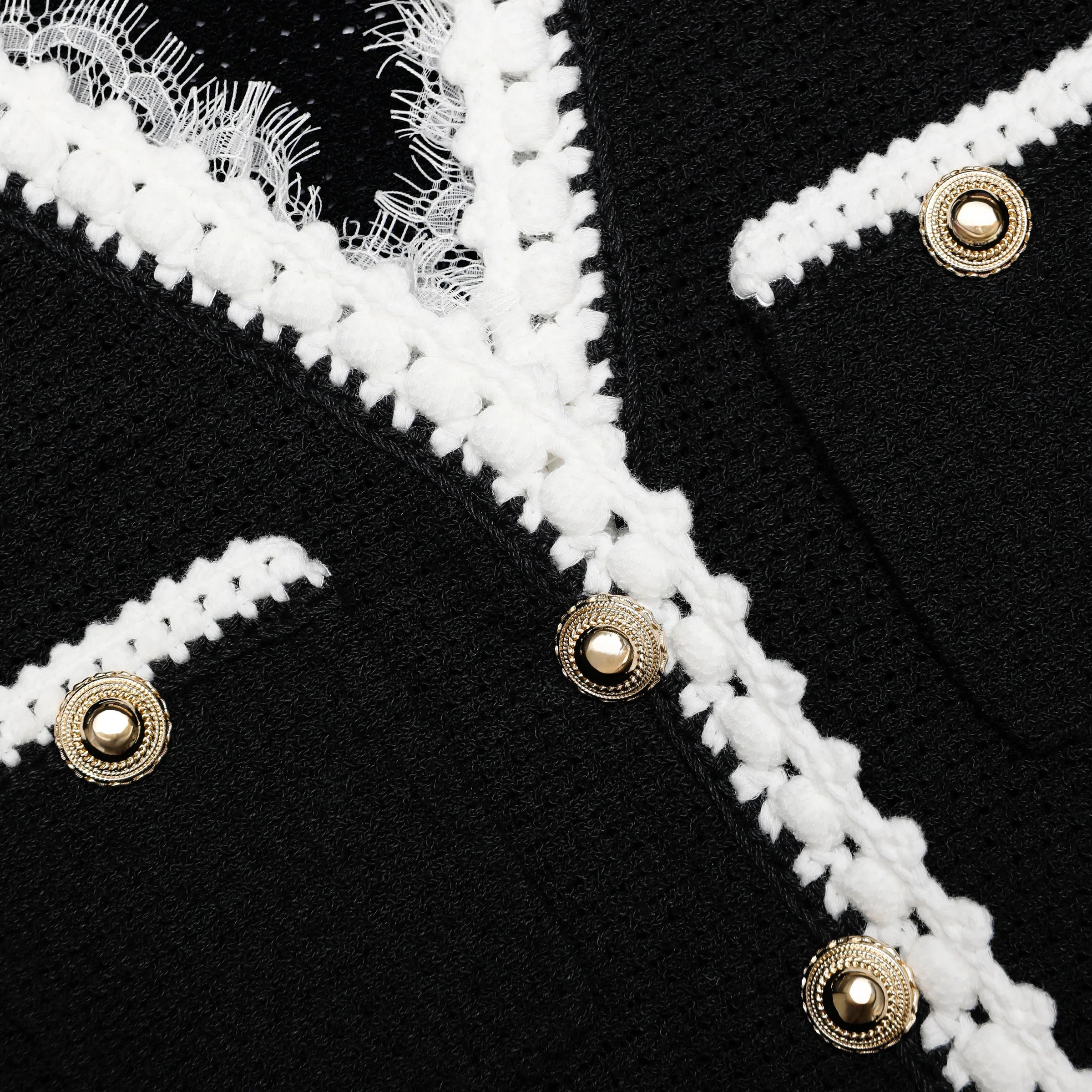 Self-Portrait Black Lace Trim Knit Mini Dress