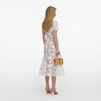 Self-Portrait White Lace Collared Midi Dress