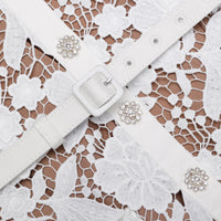 Self-Portrait White Lace Collared Midi Dress