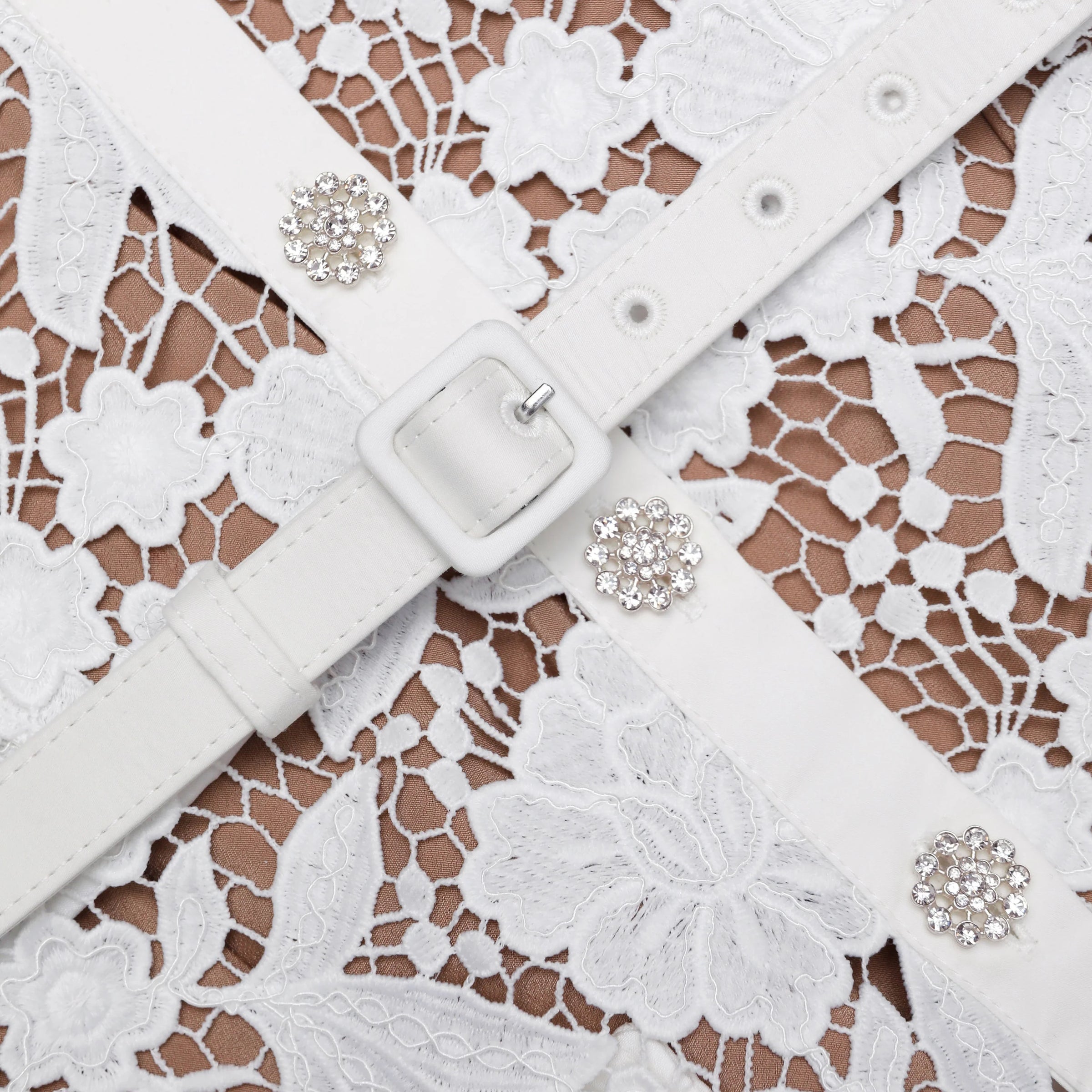 Self-Portrait White Lace Collared Midi Dress