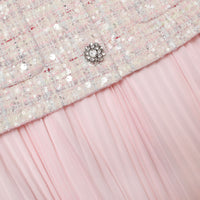 Self-Portrait Pink Sequin Boucle Tailored Midi Dress