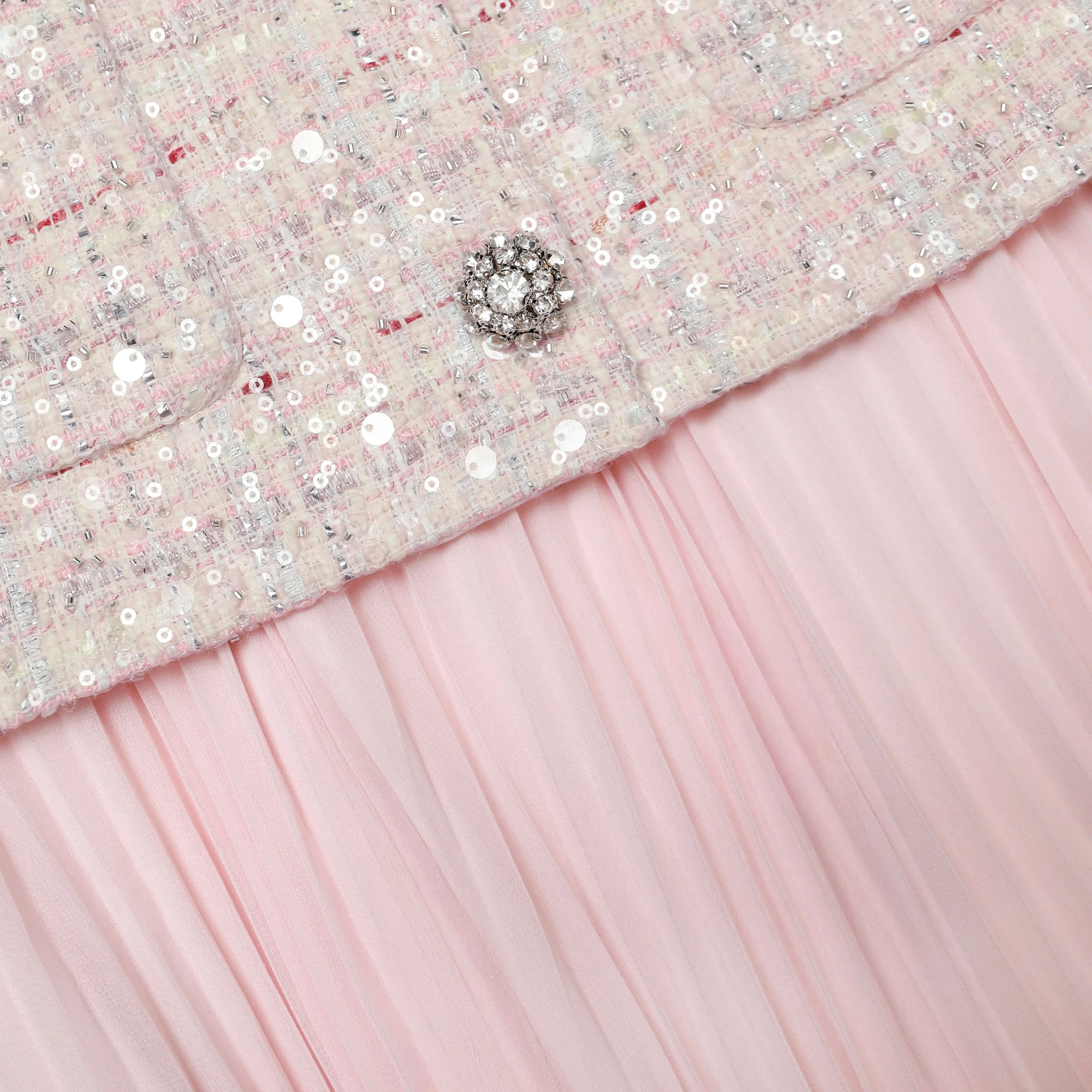 Self-Portrait Pink Sequin Boucle Tailored Midi Dress