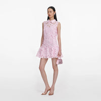 Self-Portrait Pink Lace Collared Mini Dress
