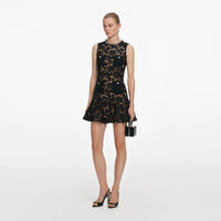 Self-Portrait Black Lace Crystal Mini Dress