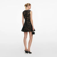 Self-Portrait Black Lace Crystal Mini Dress