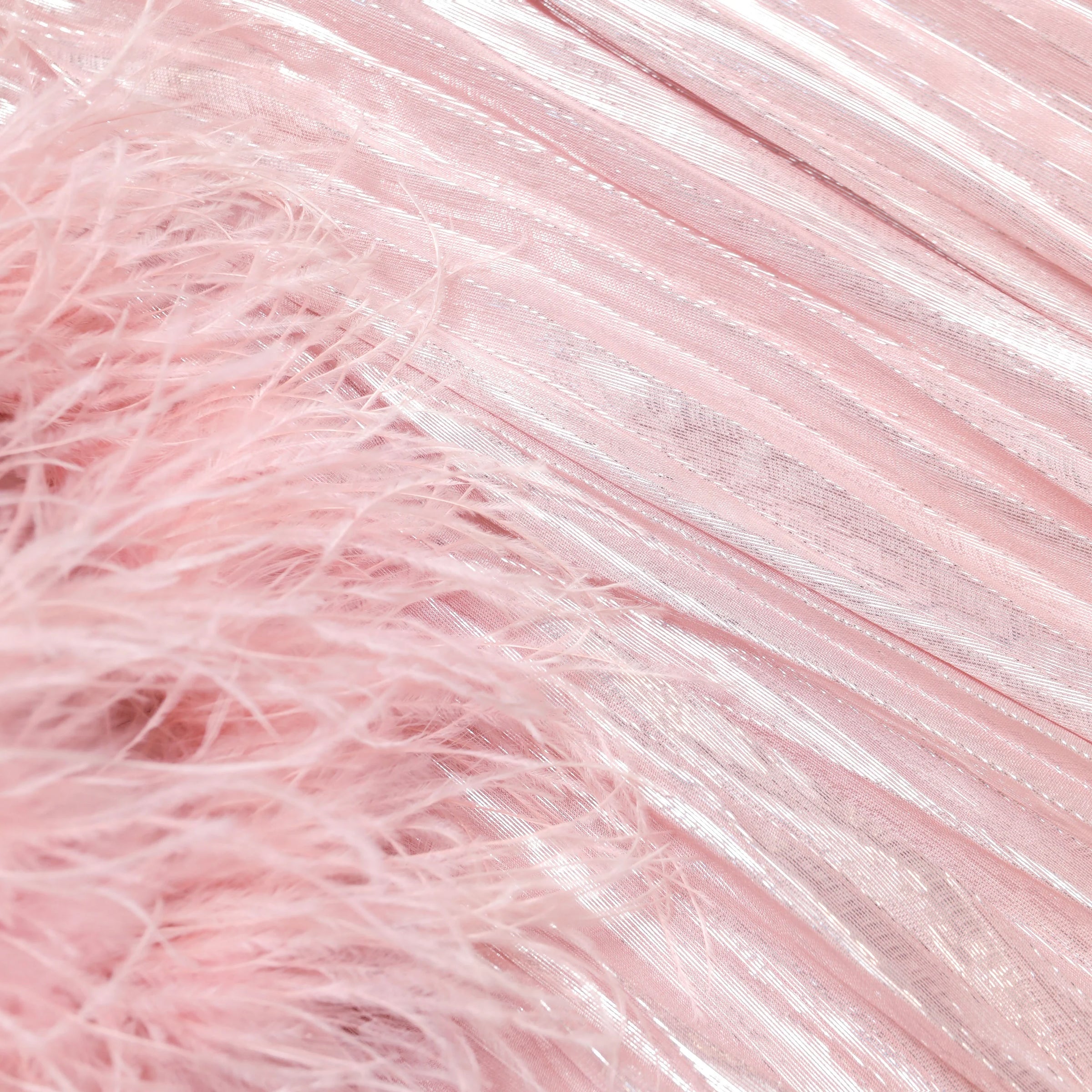 Self-Portrait  Pink Metallic Chiffon Feather Midi Dress