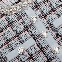 Self-Portrait Blue Check Knit Mini Dress