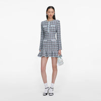 Self-Portrait Blue Check Knit Mini Dress