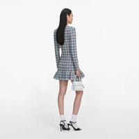 Self-Portrait Blue Check Knit Mini Dress