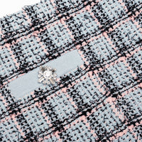 Self-Portrait Blue Check Knit Mini Skirt