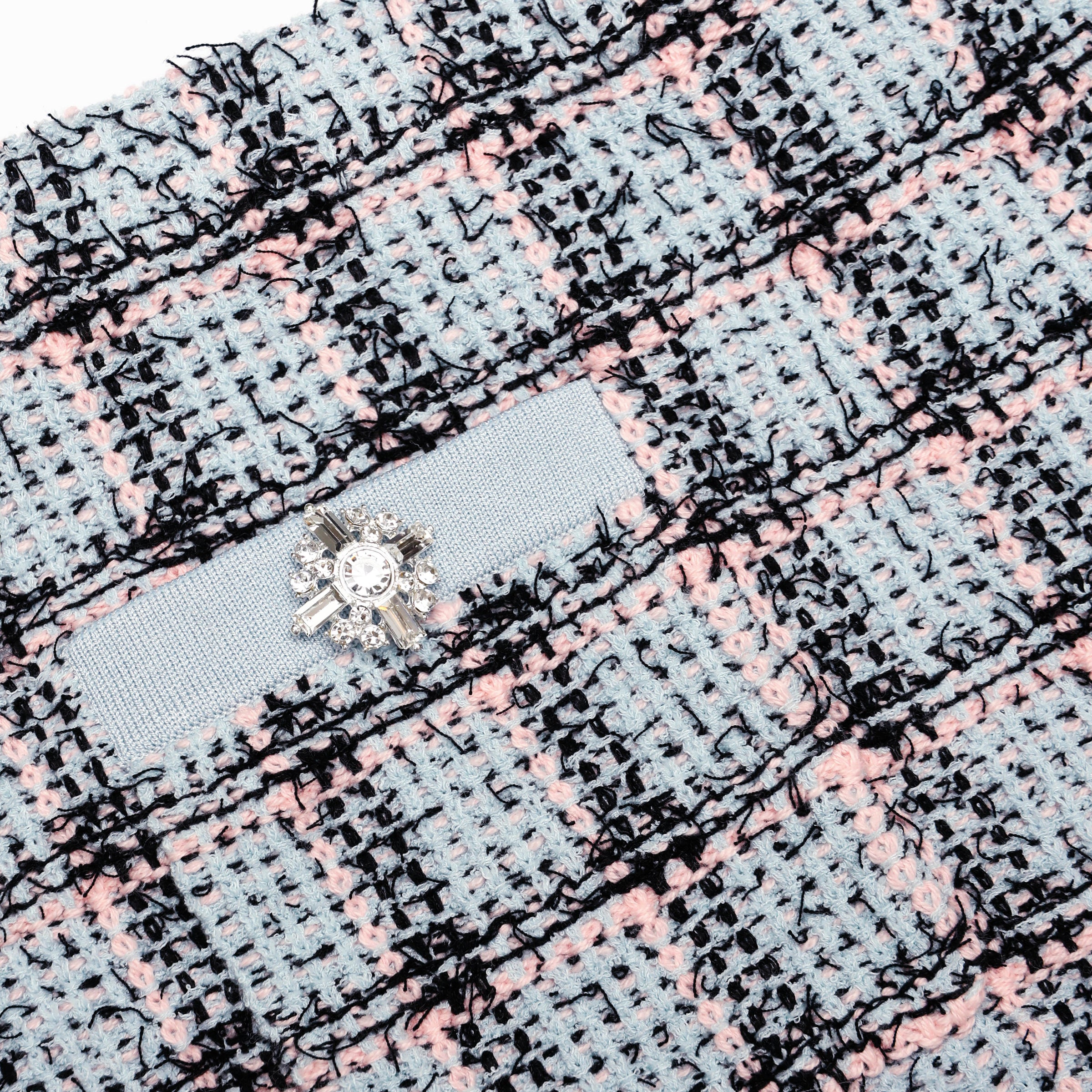 Self-Portrait Blue Check Knit Mini Skirt