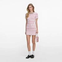 Self-Portrait Pink Textured Knit Mini Dress