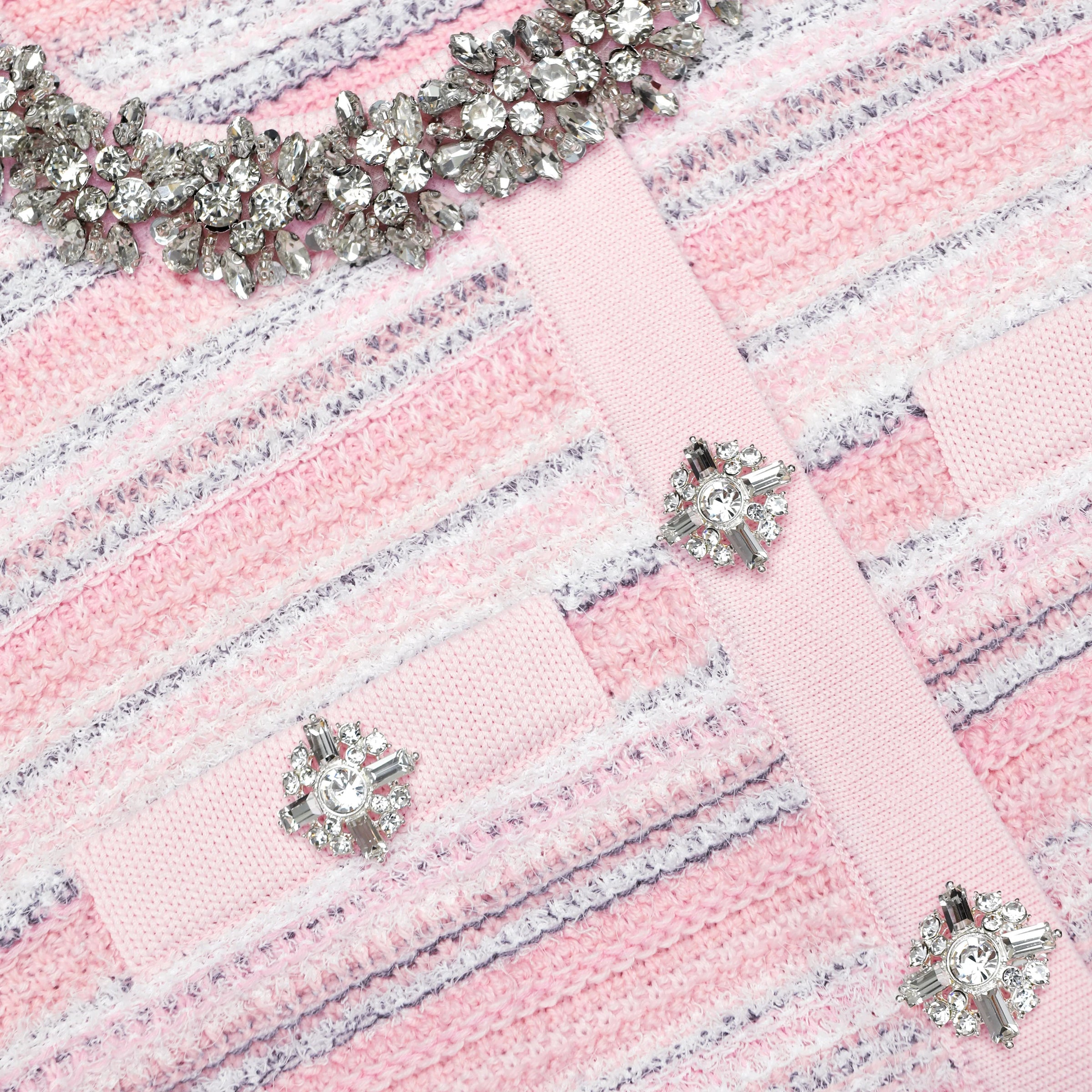 Self-Portrait Pink Textured Knit Mini Dress