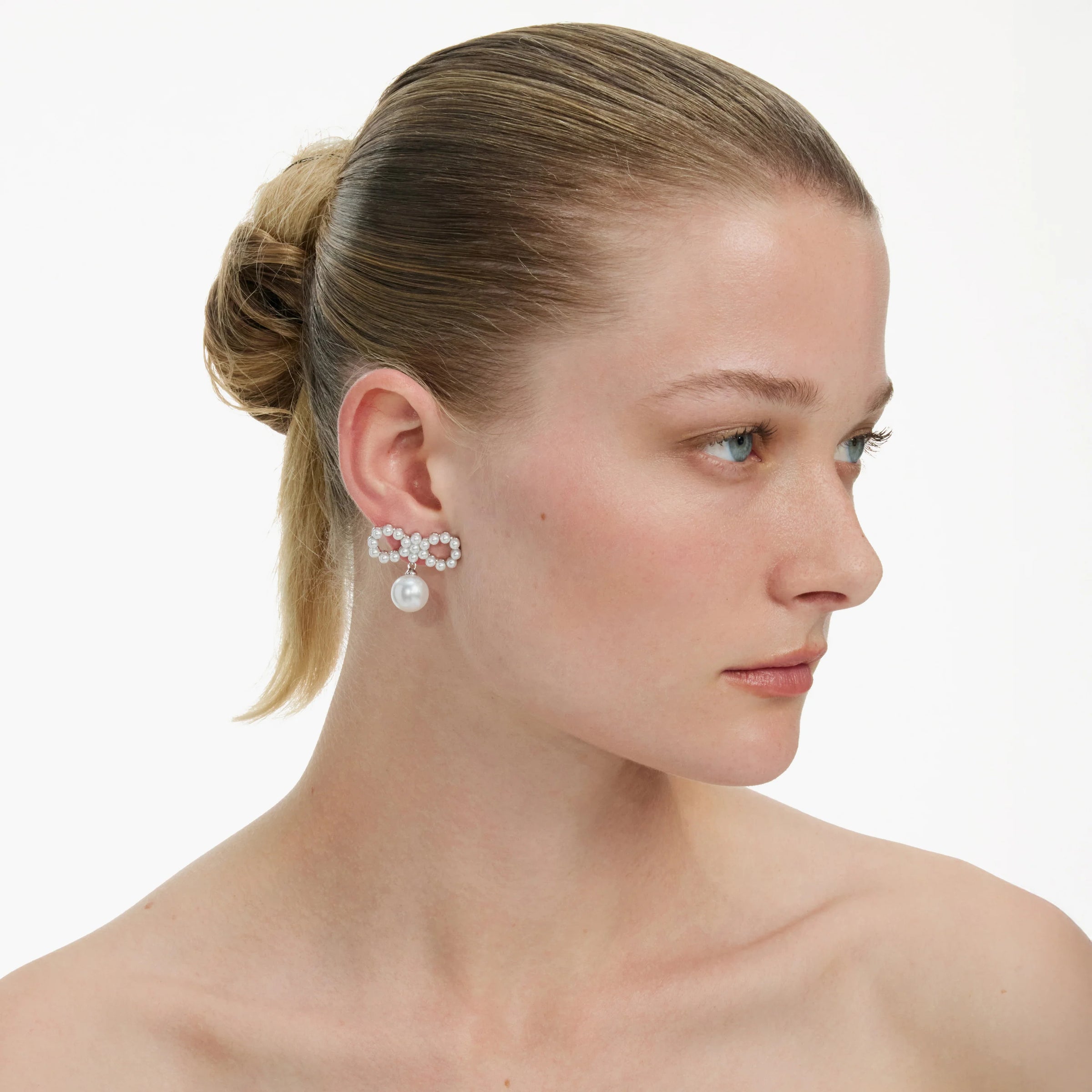Self-Portrait Pearl Bow Earrings Pearl