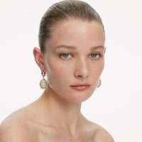 Self-Portrait Gold Hoop Crystal Cluster Earrings Gold