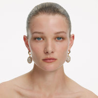 Self-Portrait Gold Hoop Crystal Cluster Earrings Gold