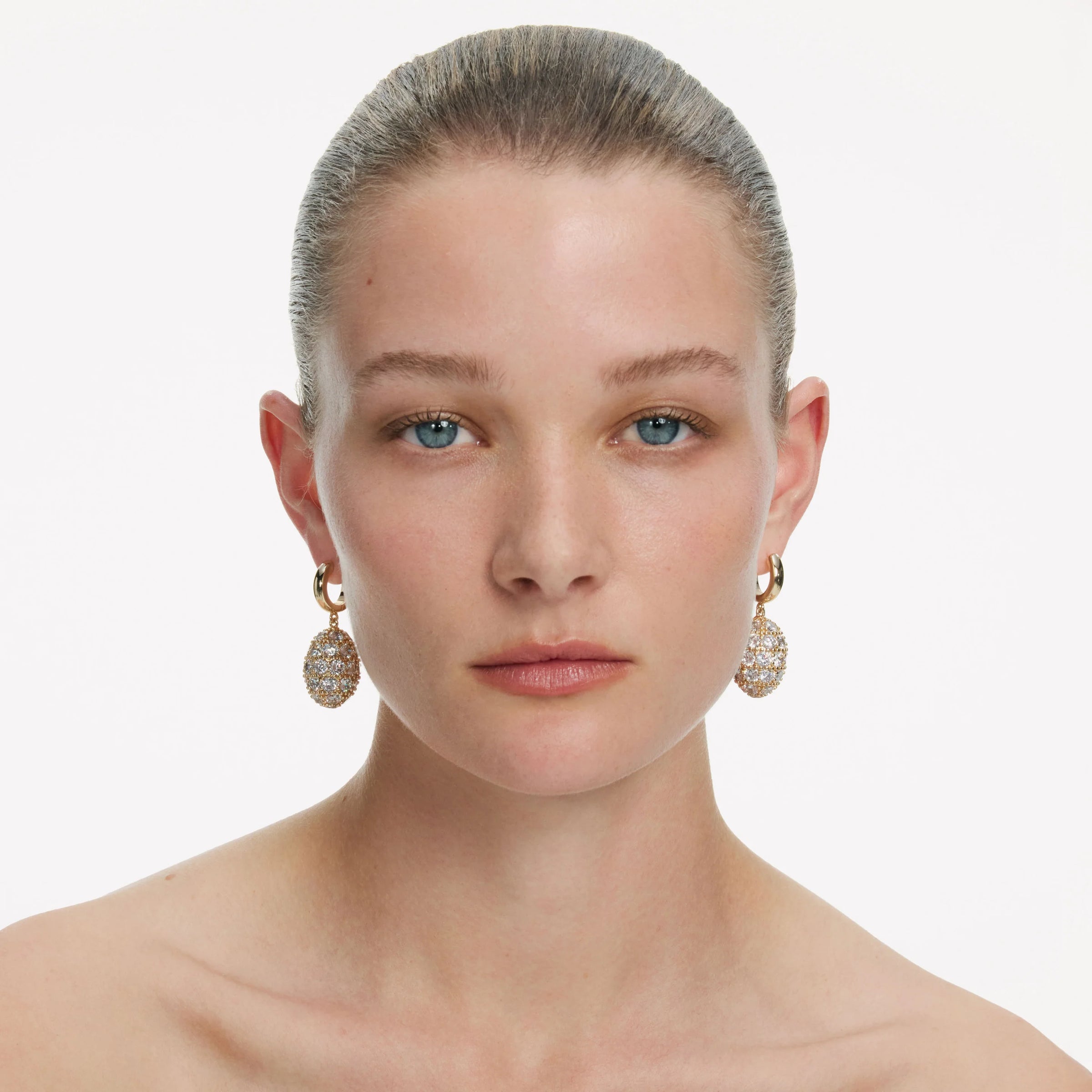 Self-Portrait Gold Hoop Crystal Cluster Earrings Gold