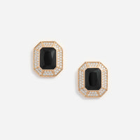 Self-Portrait Black Crystal Encrusted Earrings Black
