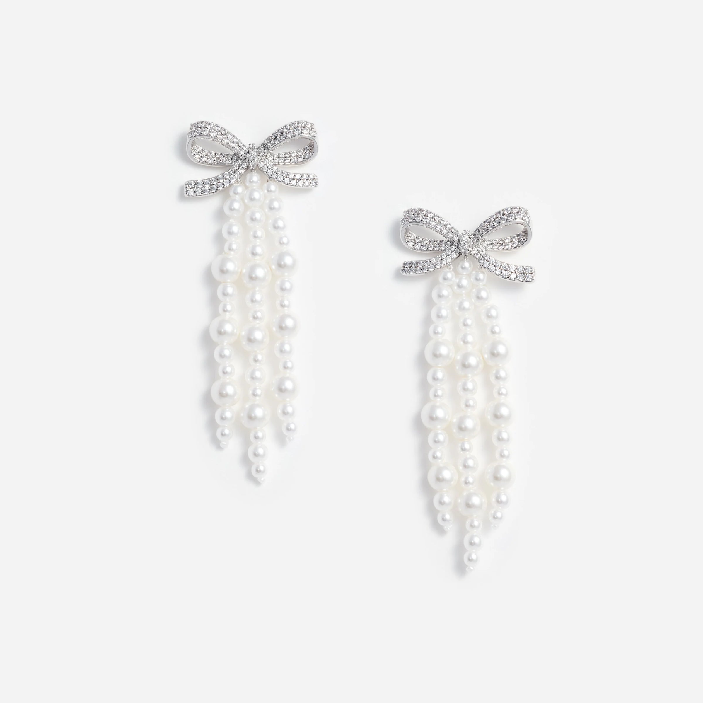 Self-Portrait Bow Pearl Waterfall Earrings Pearl