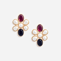 Self-Portrait Pearl Crystal Cluster Earrings Gold