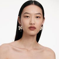 Self-Portrait Pearl Crystal Cluster Earrings Gold