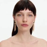 Self-Portrait Gold Crystal Cluster Tiered Earrings Gold