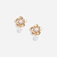 Self-Portrait Gold Flower Pearl Earrings Gold