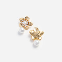 Self-Portrait Gold Flower Pearl Earrings Gold