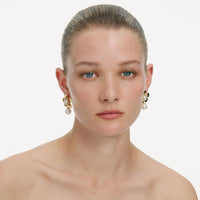 Self-Portrait Gold Flower Pearl Earrings Gold
