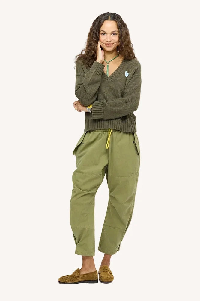Kerri Rosenthal Saturday V-Neck Sweater - Army Green