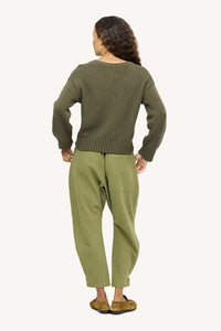 Kerri Rosenthal Saturday V-Neck Sweater - Army Green