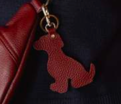 Mathilde C Scott Dog Wine Leather Keychain