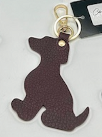 Mathilde C Scott Dog Wine Leather Keychain