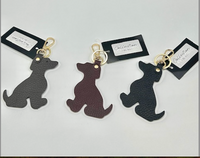 Mathilde C Scott Dog Wine Leather Keychain
