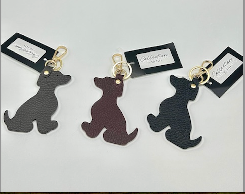 Mathilde C Scott Dog Wine Leather Keychain