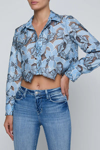 L'Agence Akemi Cropped Eyelet Blouse