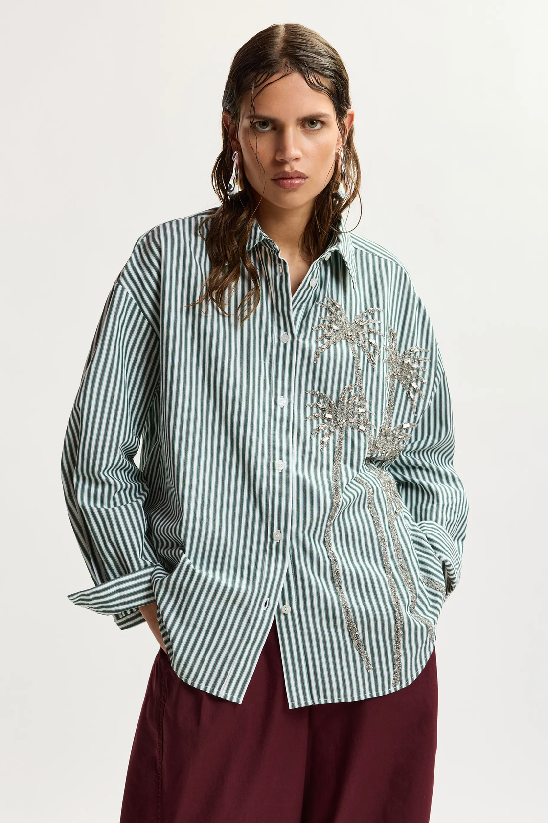 Essentiel Kasper Silver Spring Shirt Bottle Green