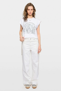 Zadig & Voltaire JWTO1293 Cloe HC Cascade Strass Tee Blanc