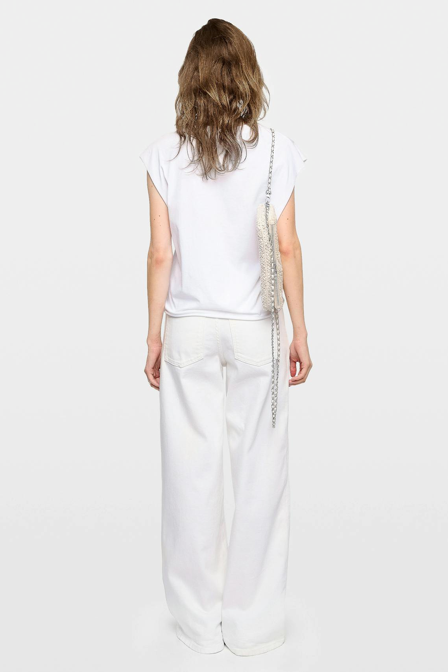 Zadig & Voltaire JWTO1293 Cloe HC Cascade Strass Tee Blanc