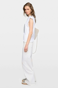 Zadig & Voltaire JWTO1293 Cloe HC Cascade Strass Tee Blanc