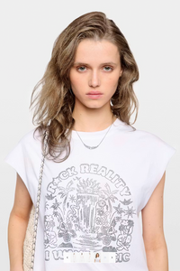Zadig & Voltaire JWTO1293 Cloe HC Cascade Strass Tee Blanc